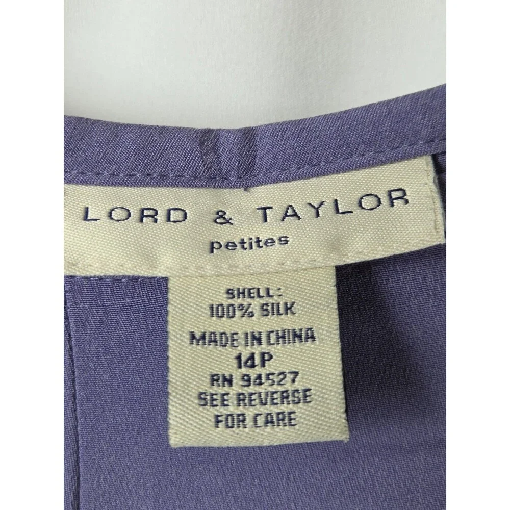 Lord & Taylor Petites 100% Silk Pants Women’s Size 14P Purple Wide Leg Dressy - Picture 6 of 9
